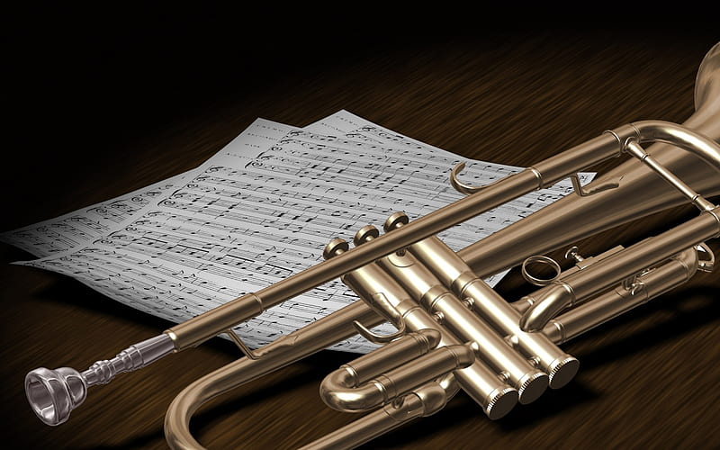 Trumpet in Bes, art, music, copper, trumpet, musical instrument, HD wallpaper