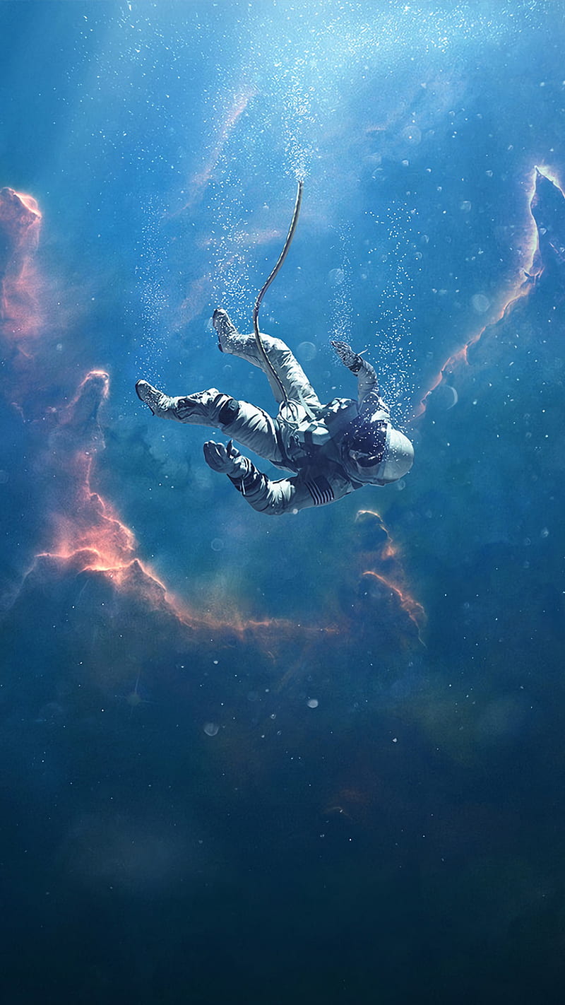 Floating in Space, universe, galaxy, , astronaut, stars, world, blue, HD phone wallpaper