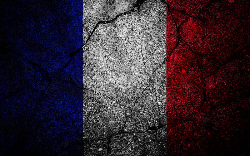French flag, grunge, flag of France, art, stone texture, symbolism of France, HD wallpaper
