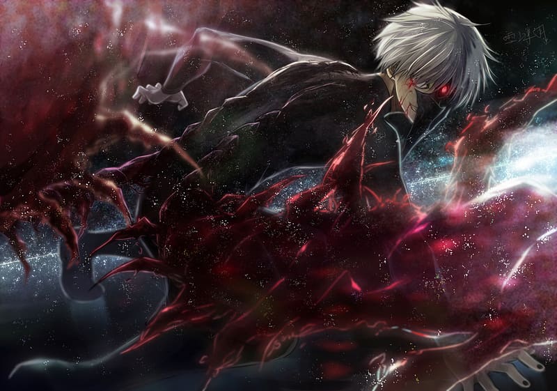 fire, anime, red eyes, Tokyo Ghoul, HD Wallpaper