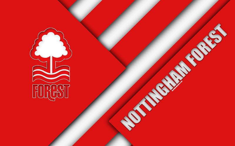 Nottingham Forest FC, logo red abstraction, material design, English football club, Nottingham, England, UK, football, EFL Championship, HD wallpaper
