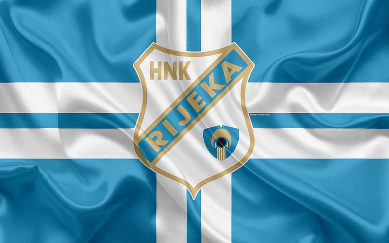 HNK Rijeka Croatian Football Club, emblem, logo, football, flag, HNL, Croatian Football Championship, Croatian First Football League, Rijeka, Croatia, Rijeka FC, HD wallpaper