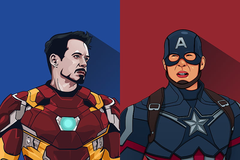 Iron Man And Captain America Artwork , iron-man, captain-america, artwork, superheroes, HD wallpaper