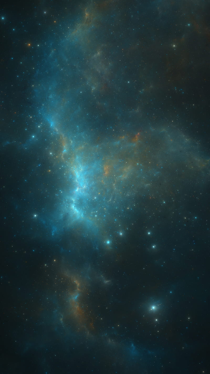 Nebula 4, 2D, Alastair, blue, cosmos, fractal, galaxy, orange, peaceful, scifi, space, star, starfield, stars, yellow, HD phone wallpaper
