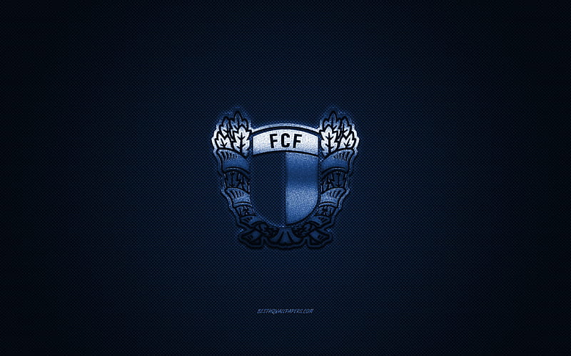 FC Famalicao, Portuguese football club, Primeira Liga, blue logo, blue carbon fiber background, football, Vila Nova di Famalican, Portugal, FC Famalicao logo, HD wallpaper