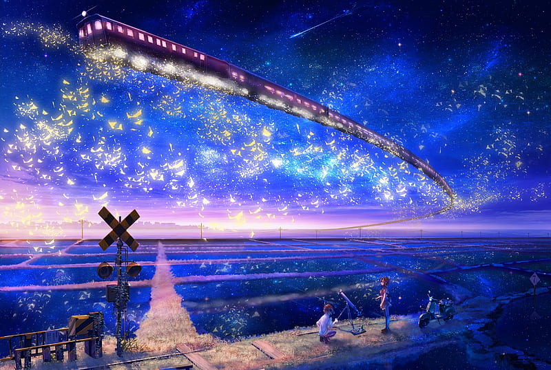 Anime Stars , Railroad, Stars, Anine, Anime, Sky, HD wallpaper Anime Stars , Railroad, Stars, Anine, Anime, Sky, HD wallpaper