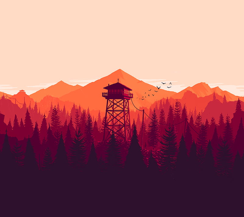 Firewatch, landscape, orange, HD wallpaper