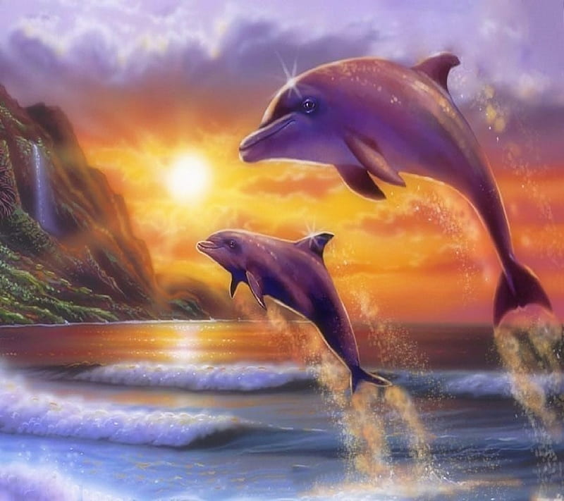 Underwater Delfine, HD wallpaper