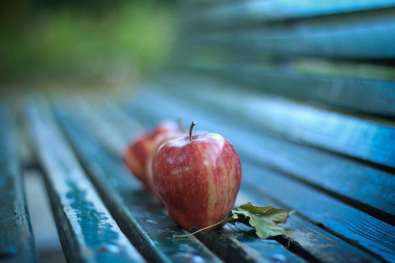*** Apples on the bench ***, lawka, jablka, martwa, nature, HD wallpaper
