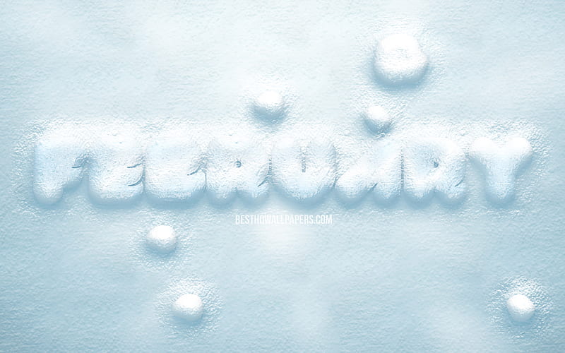 February, 3D snow letters snow background, winter, February concepts, February on snow, February month, winter months, HD wallpaper