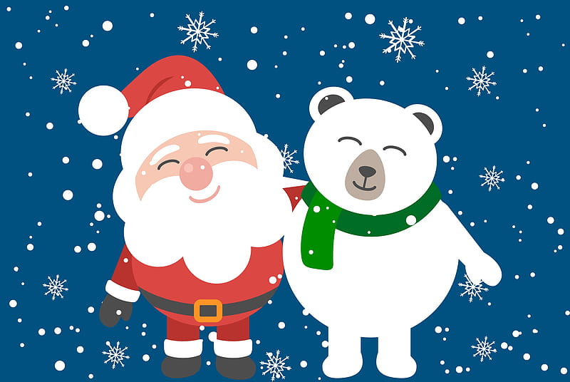 Santa Clause And Bear Friend, santa-claus, celebrations, christmas, artist, HD wallpaper