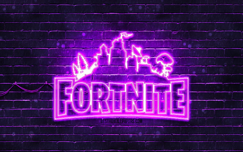 Fortnite violet logo violet brickwall, Fortnite logo, 2020 games, Fortnite neon logo, Fortnite, HD wallpaper