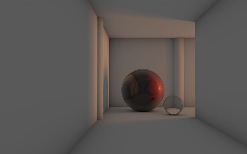 Room, 3d, abstract, sphere, light, HD wallpaper