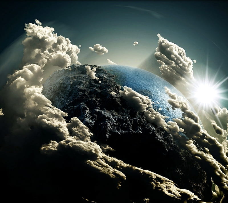 Earth, cloud, cosmos, deus, note, papel, paz, planet, space, HD wallpaper
