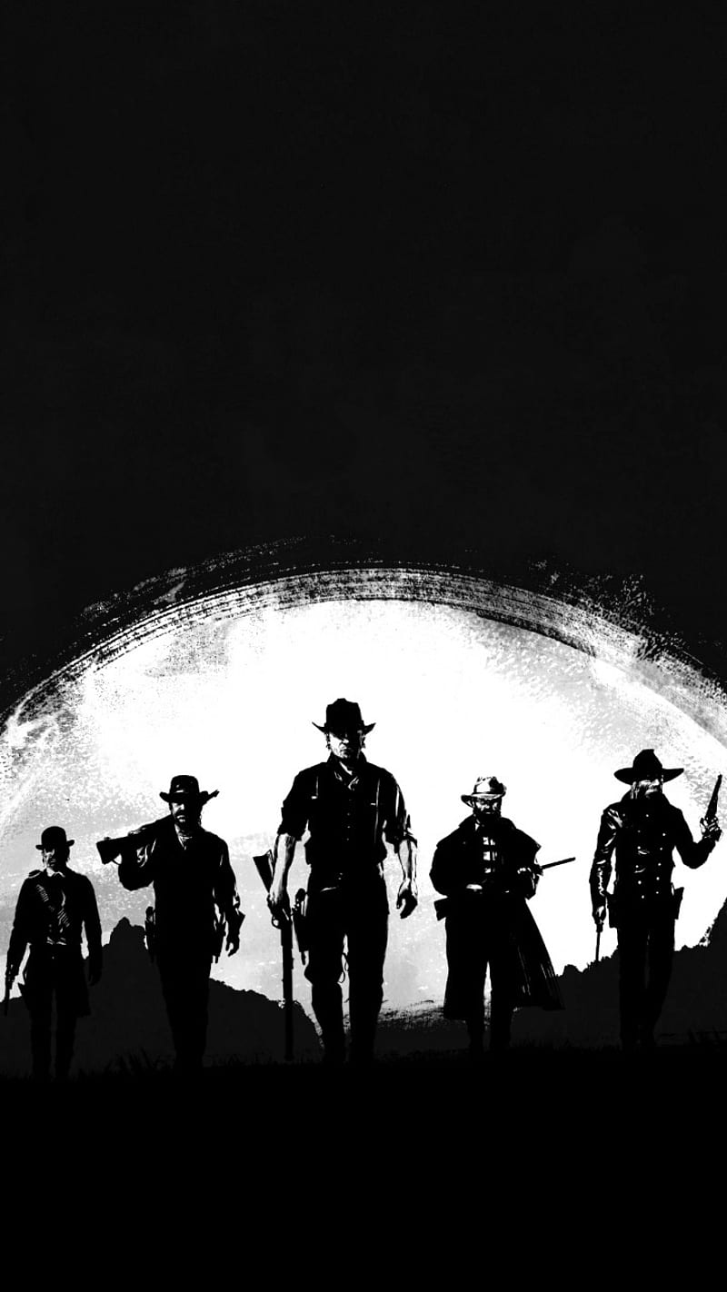 Red Dead Redemption, black, logo, rdr2, red dead redemption 2, silhouette, white, HD phone wallpaper