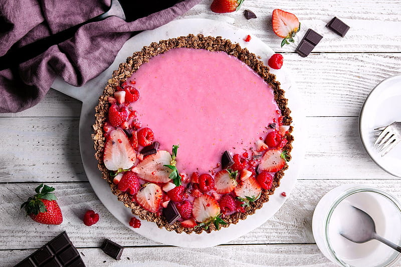 Food, Pie, Berry, Raspberry, Chocolate, Strawberry, Baking, Still Life, HD wallpaper