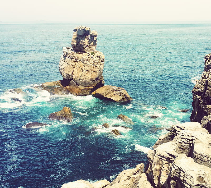 Peniche Sea View, beach, portugal, rocks, HD wallpaper