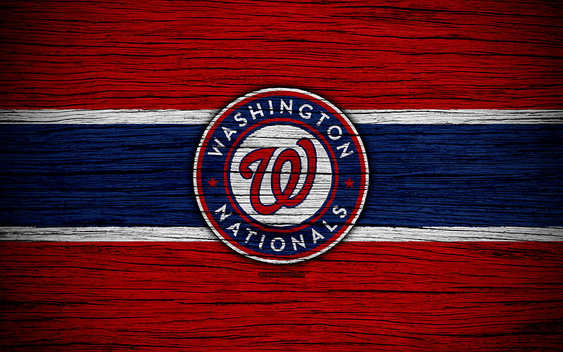 Washington Nationals MLB, baseball, USA, Major League Baseball, wooden texture, art, baseball club, HD wallpaper