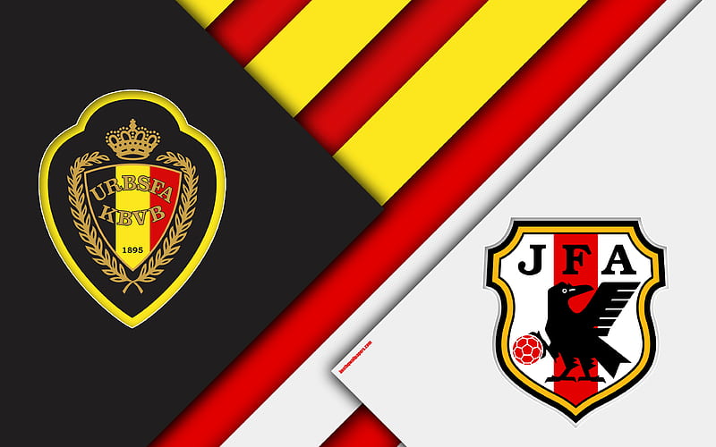 Belgium vs Japan material design, Round 16, abstract, logos, 2018 FIFA World Cup, Russia 2018, football match, 2 July, Rostov Arena, HD wallpaper