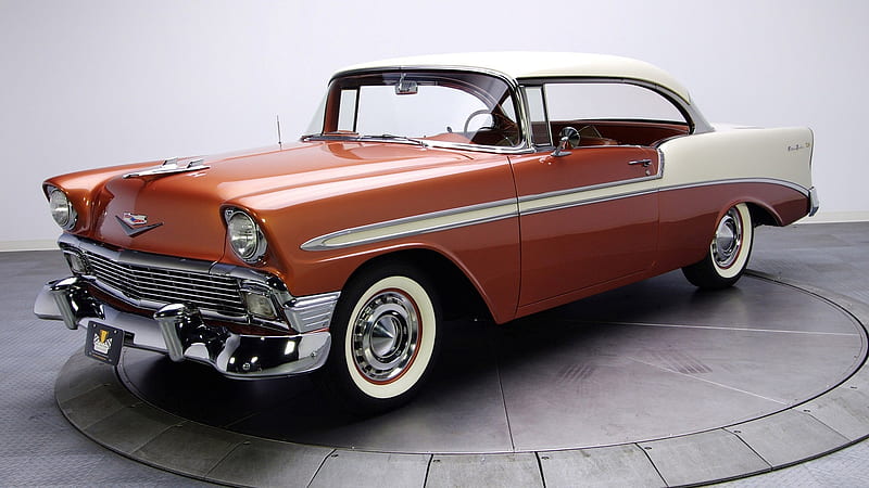 1956 Chevy Bel Air, Copper, 1956, White, Whitewalls, Great Color, HD wallpaper
