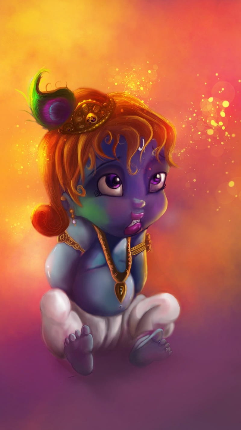Cute Krishna, hindu god, bhakti, devotional, god, animation, cartoon, HD  phone wallpaper | Peakpx