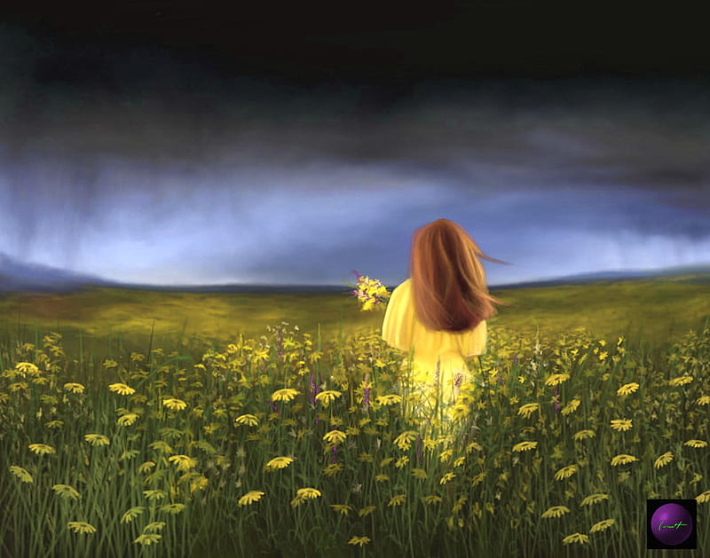 1920x1080px, 1080P free download | April showers, girl, flowers, spring ...
