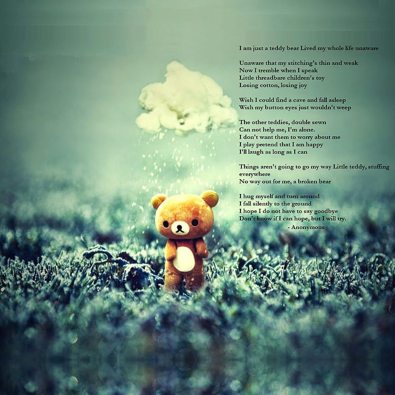 Sad teddy bear, anonymous, poem, HD phone wallpaper