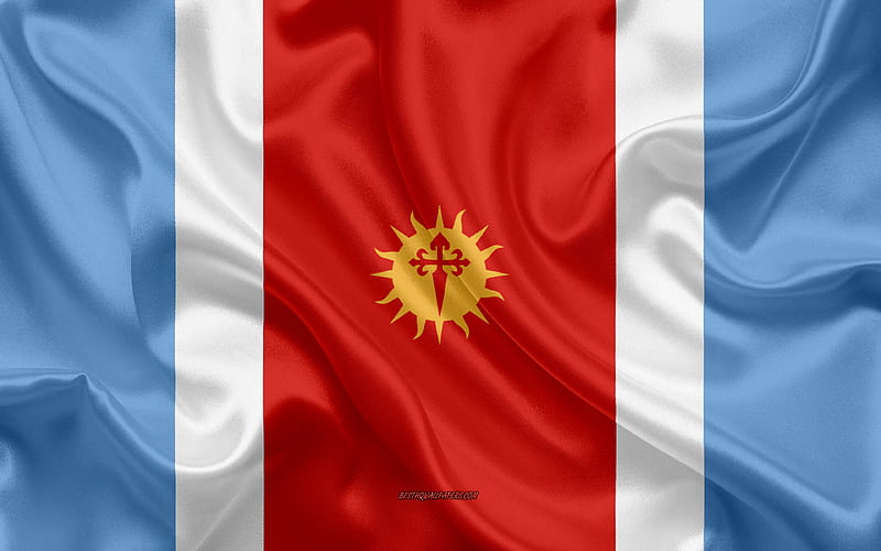 Flag of Santiago del Estero silk flag, province of Argentina, silk texture, Santiago del Estero province flag, creative art, Santiago del Estero, Argentina, HD wallpaper
