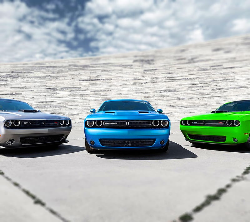 Challenger Party, art, carros, color, dodge, muscle, racing, street, usa, HD wallpaper
