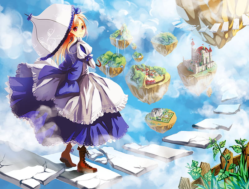HD wallpaper anime fantasy world anime girls witchs broom sky birds   Wallpaper Flare