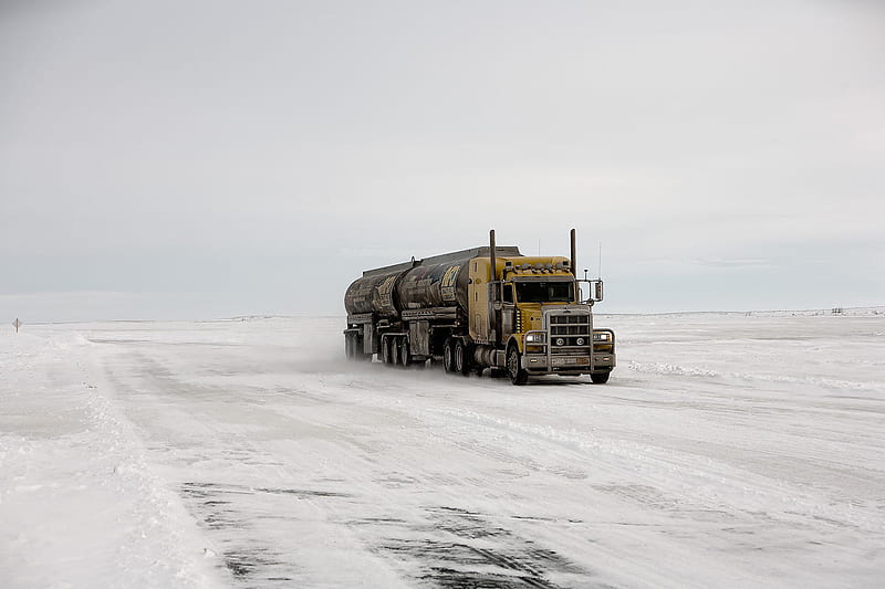 Frozen way, ice, truck, snow, other, HD wallpaper
