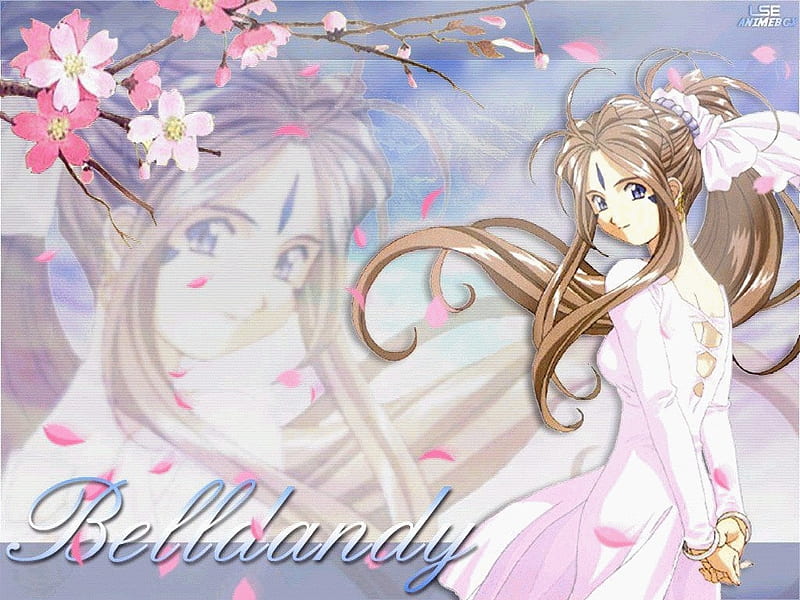 Belldandy, pretty, female, bonito, cartoon, cute, nice, girl, anime, flower, beauty, ah my goddess, HD wallpaper