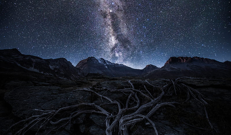 Nightscape Alpine Aps Cold , stars, night, nature, HD wallpaper