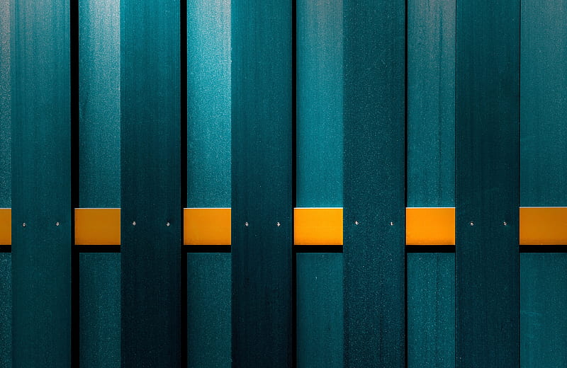 Texture, wood, blue, fence, yellow, wall, HD wallpaper
