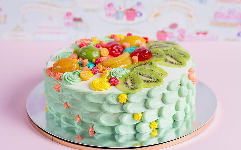 Happy Birtay, cake, sweets, pastries, fruit cake, birtay cake, HD wallpaper