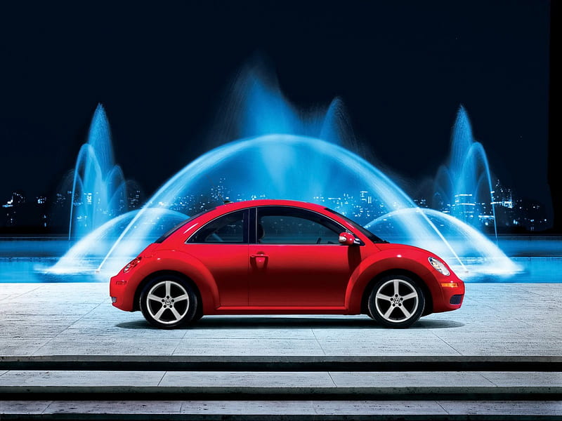 volkswagen new beetle, red, beetle, volkswagen, car, HD wallpaper