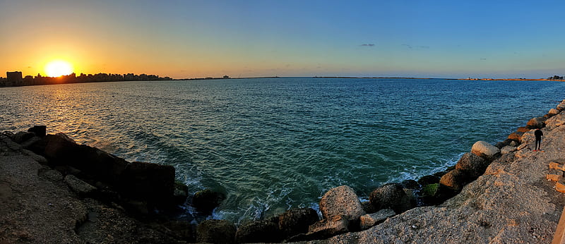 Alexandria, sea, sun, sunset, HD wallpaper