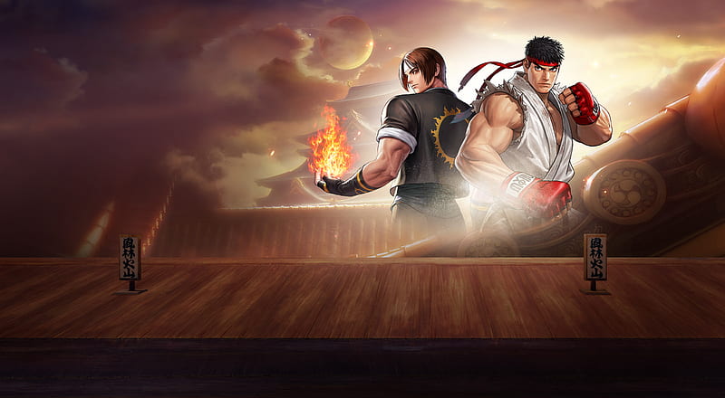 Video Game, Crossover, King Of Fighters , Kyo Kusanagi , Ryu (Street Fighter) , Street Fighter, HD wallpaper