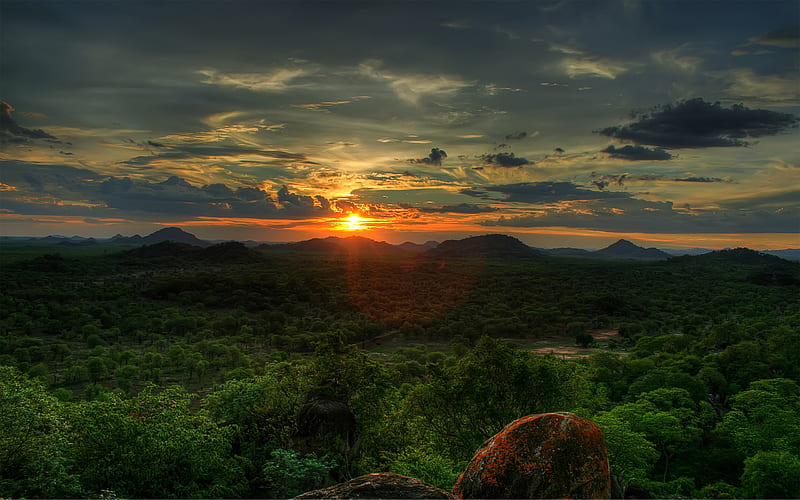 Sunset, Mountain, Earth, Valley, Africa, Zimbabwe, HD wallpaper