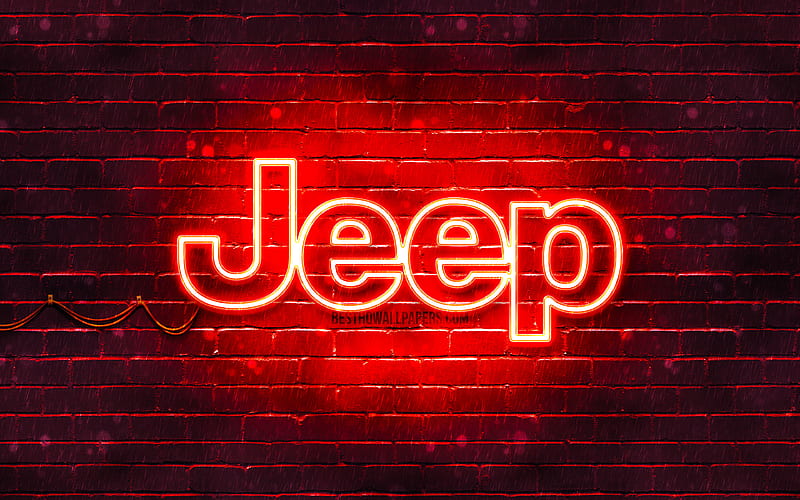 Jeep red logo red brickwall, Jeep logo, cars brands, Jeep neon logo, Jeep, HD  wallpaper | Peakpx