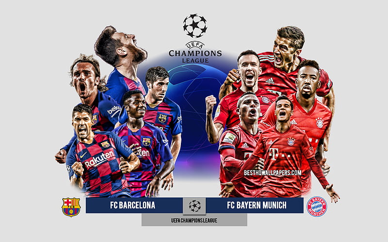 FC Barcelona vs FC Bayern Munich, UEFA Champions League, Preview, promotional materials, football players, Champions League, football match, HD wallpaper