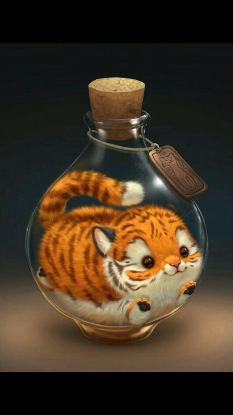 Lindo tigre kawaii, tigre bebé, lindo, tigre, tigre en una botella, Fondo  de pantalla de teléfono HD | Peakpx