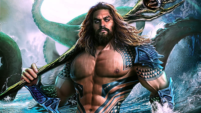 Aquaman, fantasy, luminos, tattoo, man, comics, royy ledger, HD wallpaper