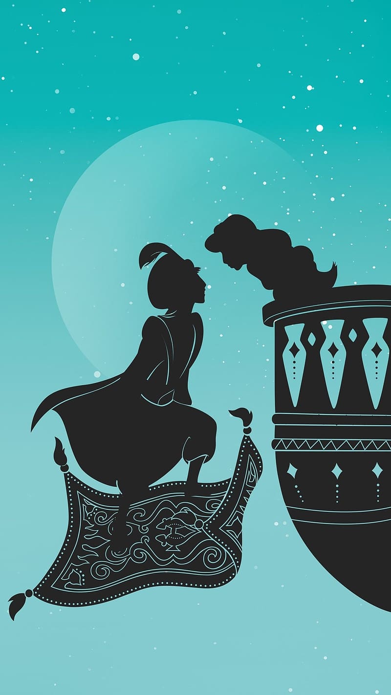 Disney Princess, Aladdin With Magic Carpet, aladdin, magic carpet, animated, shadow effect, HD phone wallpaper