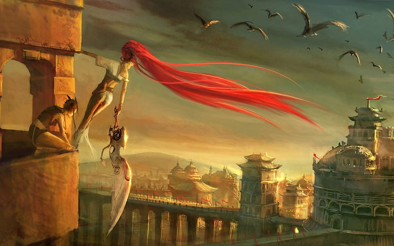 Heavenly sword, art, fantasy, girl, redhead, game, nariko, HD wallpaper