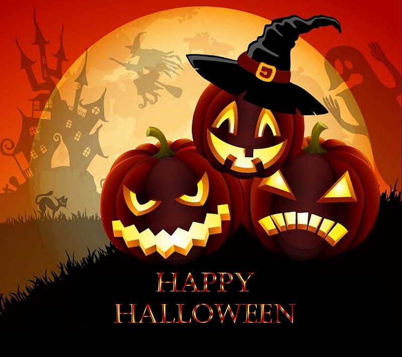 Happy Halloween, pumpkin, scary, HD wallpaper
