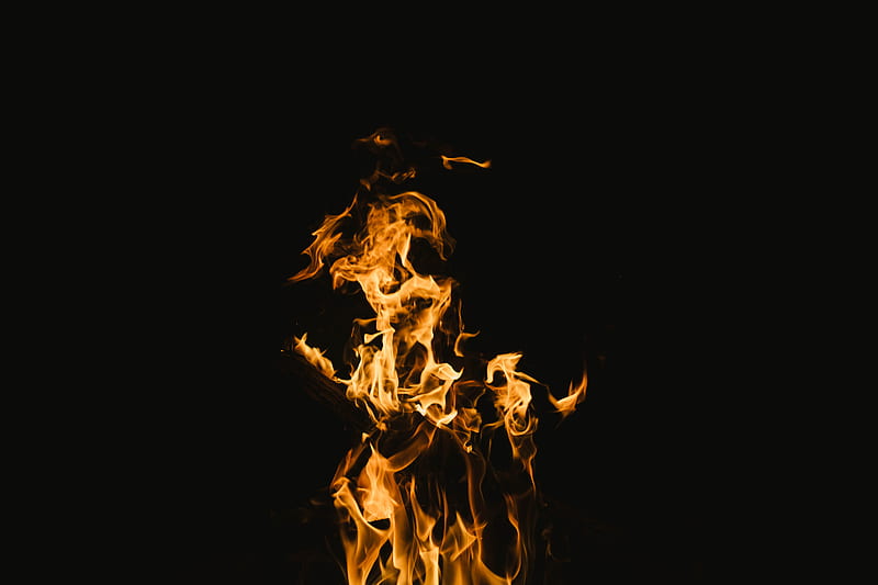 fire, flame, burn, blazing, dark, HD wallpaper