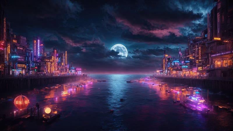 A Glimpse Of Moon City, moon, ai, artist, artwork, digital-art, HD wallpaper