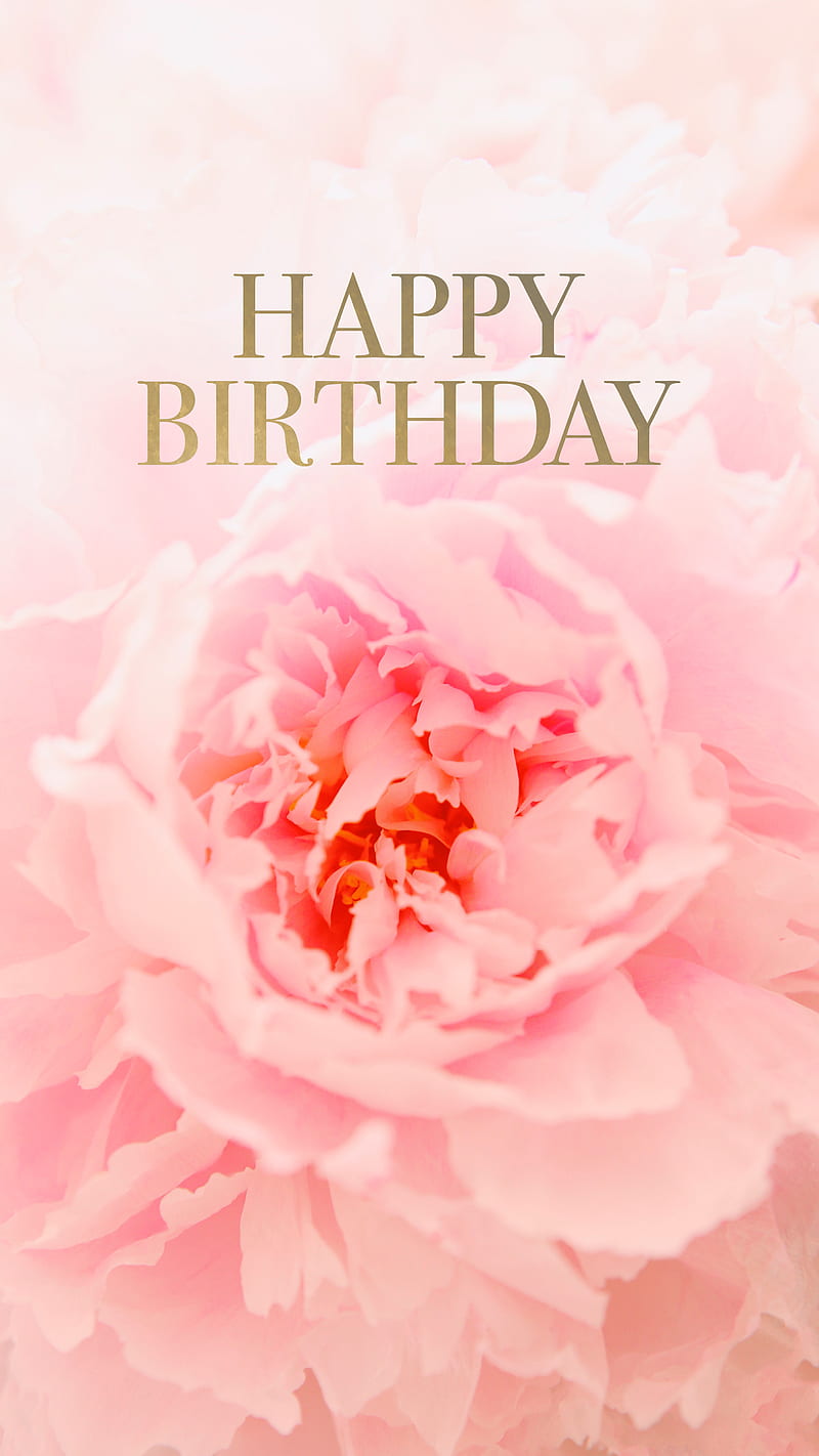 Happy Birtay pink, bday, card, celebrate, celebration, flower, flowers, greeting, happy birtay love, peony, pretty, text, type, typography, HD phone wallpaper
