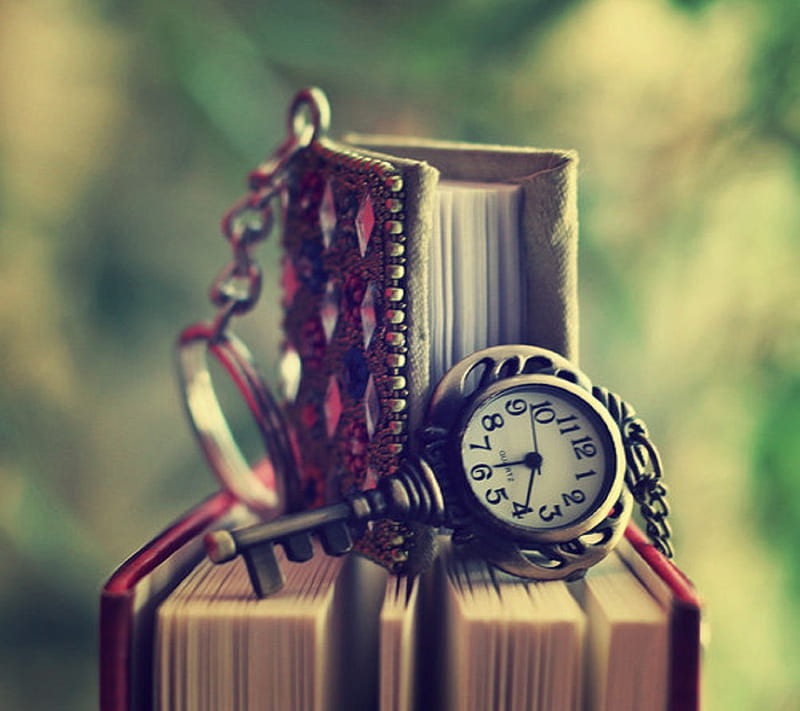 Time is money, book, clock, coom, keychain, study, HD wallpaper